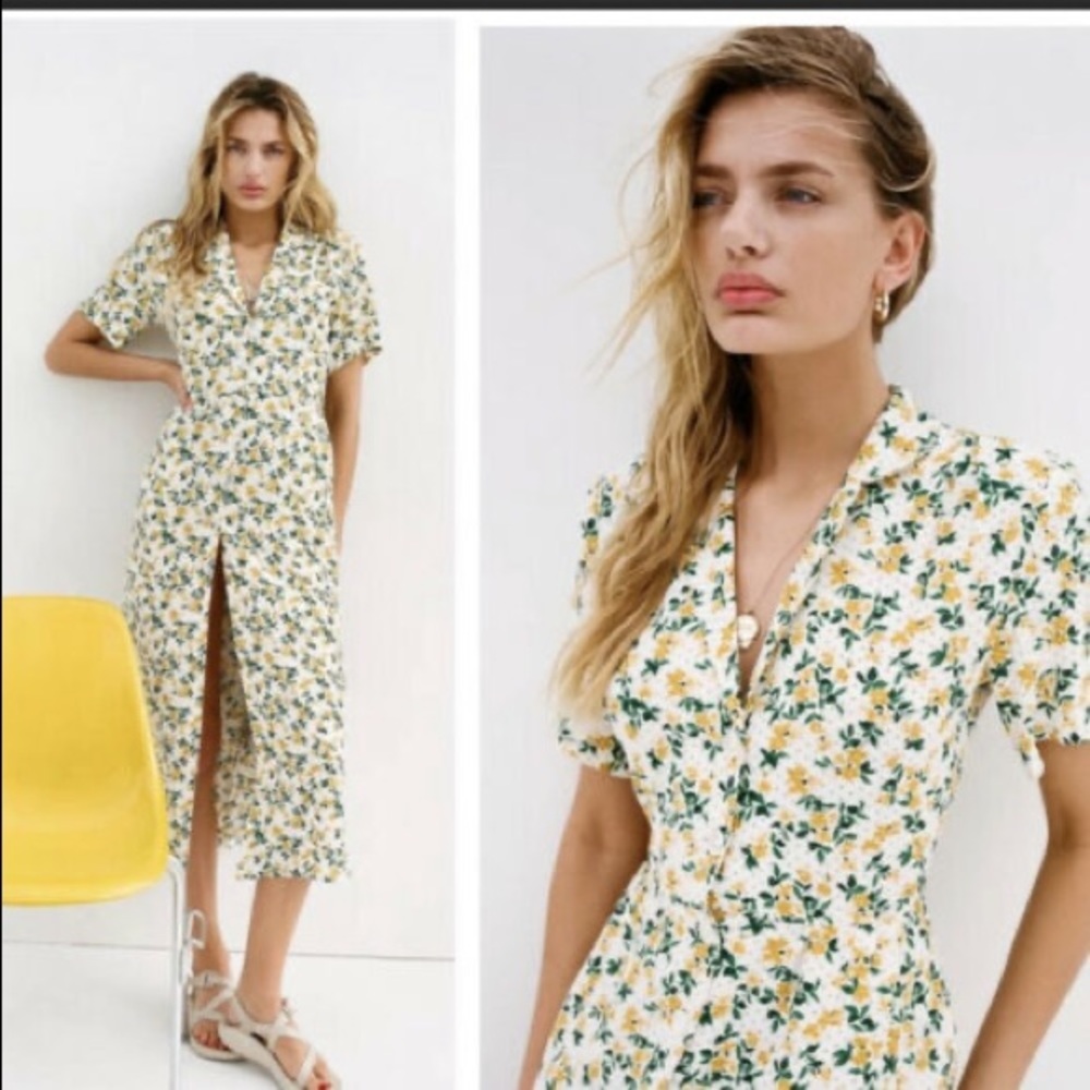 Urban Outfitters floral button down collared midi dress